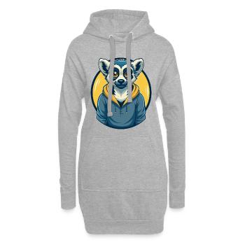 Logo clipart de la mascotte de Lemur Kawaii - Sweat-shirt à capuche long Femme - gris chiné - Devant