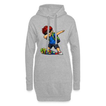 Dabbing ABC-Schütze rote Haare (Ginger) - Hoodie-Kleid - Grau meliert - Vorne