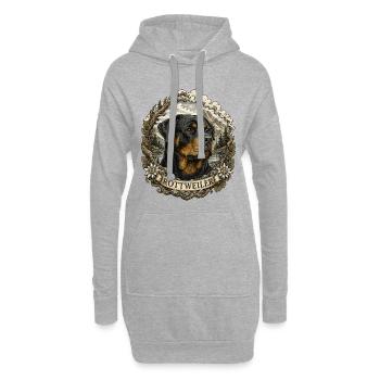 Rottweiler im Vintage Stil mit Berglandschaft - Hoodie-Kleid - Grau meliert - Vorne