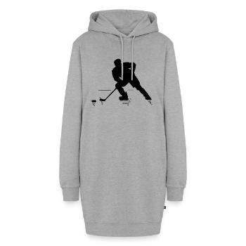 Joueur de hockey sur glace patinage de hockey sur glace - Sweat-shirt à capuche long Femme - gris chiné - Devant