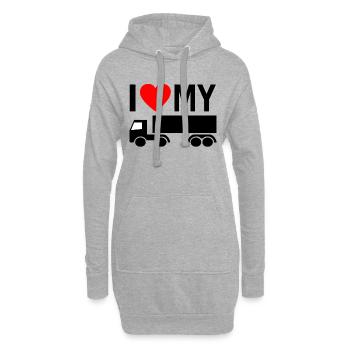 Camion camion camion camion - Sweat-shirt à capuche long Femme - gris chiné - Devant