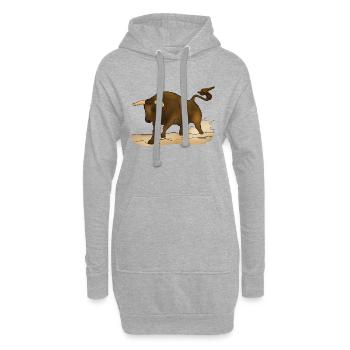 Stier, Bulle - Hoodie-Kleid - Grau meliert - Vorne