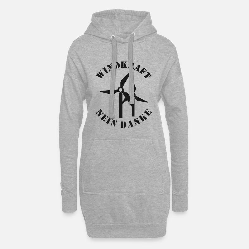 Windkraft Nein Danke - Hoodie-Kleid - Grau meliert