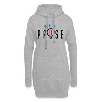 citation ajouter texte pause bouton humour famille - Sweat-shirt à capuche long Femme - gris chiné - Devant