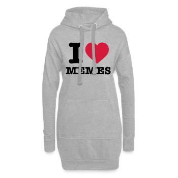 I love Memes Herz rot Spruch Sprüche Meme Geschenk - Hoodie-Kleid - Grau meliert - Vorne