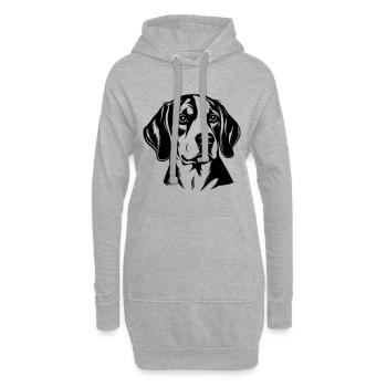 Beagle Hund Kopf - Hoodie-Kleid - Grau meliert - Vorne