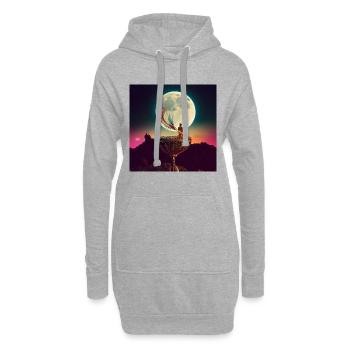 La Lune - Sweat-shirt à capuche long Femme - gris chiné - Devant