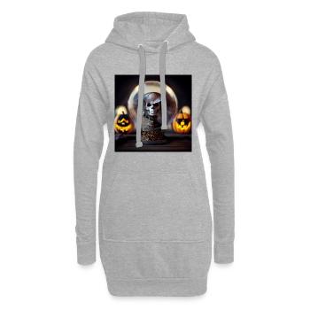 Halloween Pirate Skull Globe - Hoodie Dress - heather grey - Front