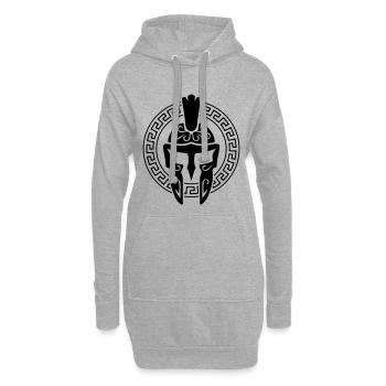 casque spartan symbole spartan sparta - Sweat-shirt à capuche long Femme - gris chiné - Devant