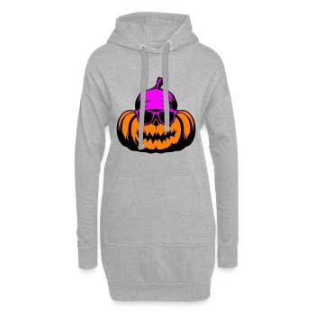 Citrouille Halloween Cool - Sweat-shirt à capuche long Femme - gris chiné - Devant