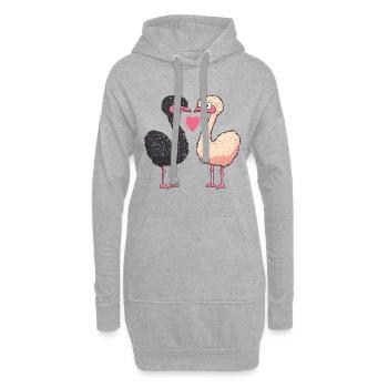 Ostrich Comic Couple Love - Hoodie Dress - heather grey - Front