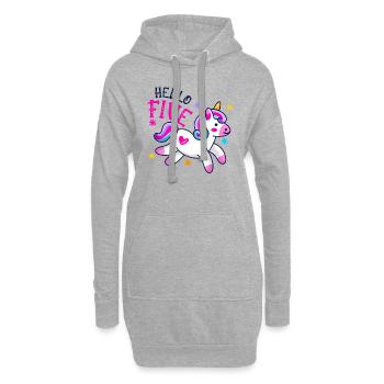 Hello FIVE Unicorn, Cinquième anniversaire, Magical Unicor - Sweat-shirt à capuche long Femme - gris chiné - Devant