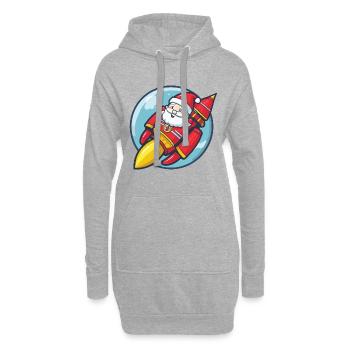 Santa Claus Rocket Comic Christmas - Hoodie Dress - heather grey - Front