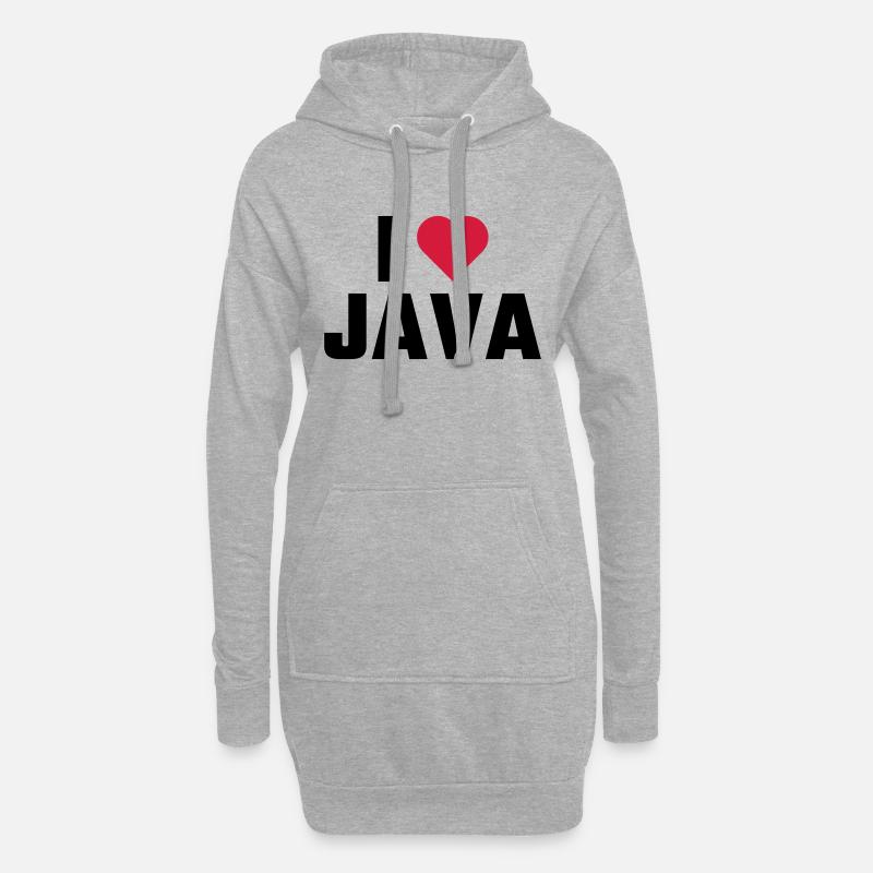 Ich liebe Java - Hoodie-Kleid - Grau meliert