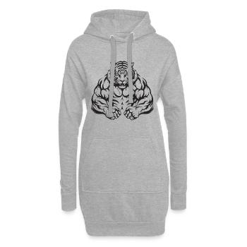 Tiger Bodybuilding Muskeln Workout Gym - Hoodie-Kleid - Grau meliert - Vorne