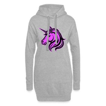 Tête de licorne - Sweat-shirt à capuche long Femme - gris chiné - Devant
