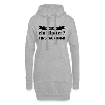 Wie viel wiegt ein Hipster? 1 Instagramm! NEU NEW - Hoodie-Kleid - Grau meliert - Vorne