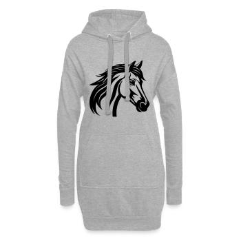Tête de cheval - Sweat-shirt à capuche long Femme - gris chiné - Devant
