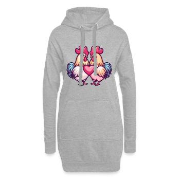 Hahn Comic Paar Liebe - Hoodie-Kleid - Grau meliert - Vorne