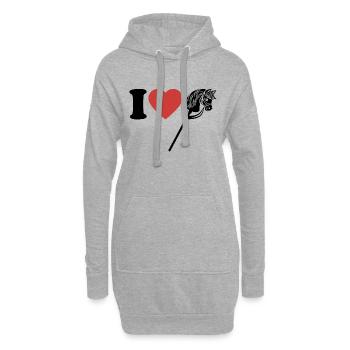 J’aime hobby cheval - Coeur - Hobby - Sweat-shirt à capuche long Femme - gris chiné - Devant