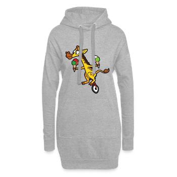 Lustige Niedliche Coole Giraffe Einrad Fahrrad - Hoodie-Kleid - Grau meliert - Vorne