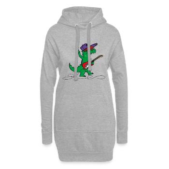 Gitarren Dinosaurier - Hoodie-Kleid - Grau meliert - Vorne