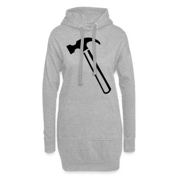 Idée cadeau outil marteau - Sweat-shirt à capuche long Femme - gris chiné - Devant