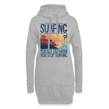 Surf surfeur surfeur fille surf bus planche de surf - Sweat-shirt à capuche long Femme - gris chiné - Devant