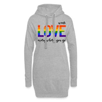 Wear love everywhere you go - LGBTQI Gay Pride - Hoodie-Kleid - Grau meliert - Vorne