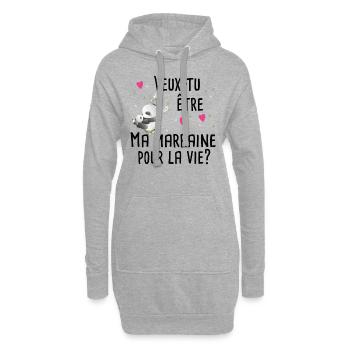 Marraine Bébé Naissance Grossesse Panda Cadeau - Sweat-shirt à capuche long Femme - gris chiné - Devant