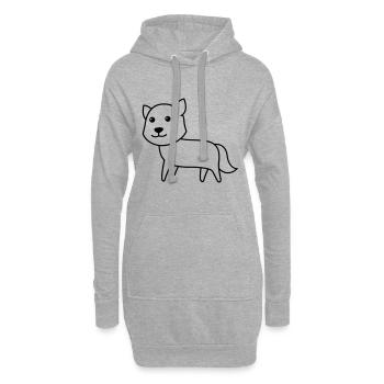 Wolf Comic Tier - Hoodie-Kleid - Grau meliert - Vorne