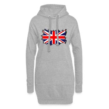Royaume-Uni Drapeau Union Jack Drapeau Londres UK - Sweat-shirt à capuche long Femme - gris chiné - Devant