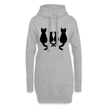Katzen Familie - Hoodie-Kleid - Grau meliert - Vorne