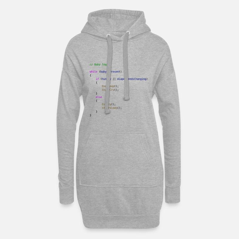 Baby logic Programmierer Geschenkidee - Hoodie-Kleid - Grau meliert