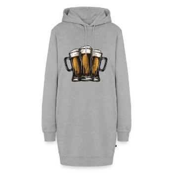 Bier Anstoßen Party - Hoodie-Kleid - Grau meliert - Vorne
