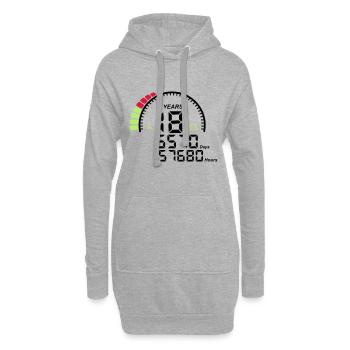 Geburtstagszähler Jahre 18 Jahre - Hoodie-Kleid - Grau meliert - Vorne