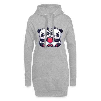 Panda Comic Paar Liebe - Hoodie-Kleid - Grau meliert - Vorne