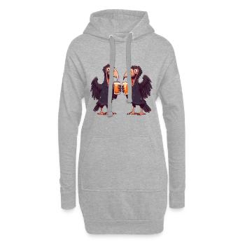Harpyie Vogel Comic Bier Saufen - Hoodie-Kleid - Grau meliert - Vorne