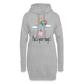 Pack deine Koffer, ab in den Urlaub - Hoodie-Kleid - Grau meliert - Vorne