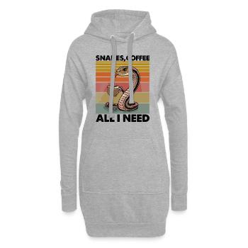 Lustiges Schlangen Kunst Schlange Kaffee Reptilien - Hoodie-Kleid - Grau meliert - Vorne