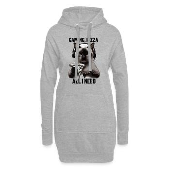 Drôles de chats Jeux Pizza Gamer Gamer Jeux - Sweat-shirt à capuche long Femme - gris chiné - Devant