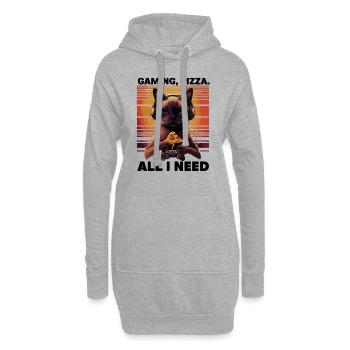 Drôles de chats Jeux Pizza Gamer Gamer Jeux - Sweat-shirt à capuche long Femme - gris chiné - Devant