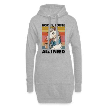 Lustiges Pferd Kunst Pferdebesitzer Pferde Kaffee - Hoodie-Kleid - Grau meliert - Vorne