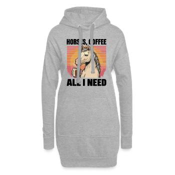 Lustiges Pferd Kunst Pferdebesitzer Pferde Kaffee - Hoodie-Kleid - Grau meliert - Vorne