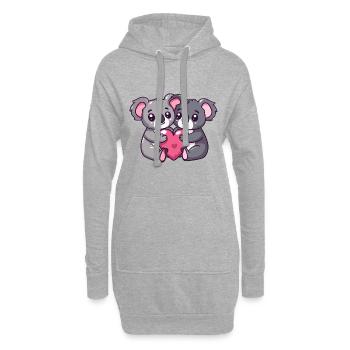 Koala Bande Dessinée Couple Amour - Sweat-shirt à capuche long Femme - gris chiné - Devant