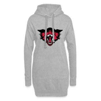 tierischer Wolfskopf 16 5 - Hoodie-Kleid - Grau meliert - Vorne