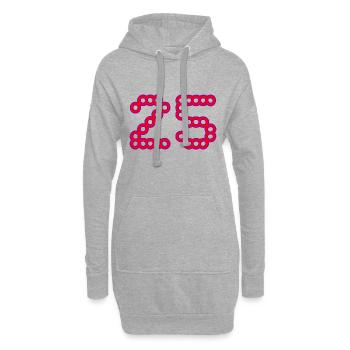 25. 25 ANS. 25e ANNIVERSAIRE. ANNIVERSAIRE 25 ANS. - Sweat-shirt à capuche long Femme - gris chiné - Devant