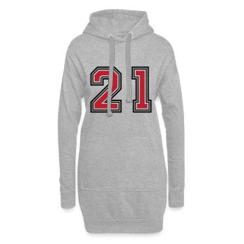21 Symbole numérique - Sweat-shirt à capuche long Femme - gris chiné - Devant