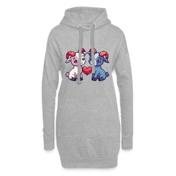 Bergziege Comic Paar Liebe - Hoodie-Kleid - Grau meliert - Vorne