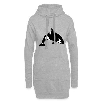 orque animal marin - Sweat-shirt à capuche long Femme - gris chiné - Devant